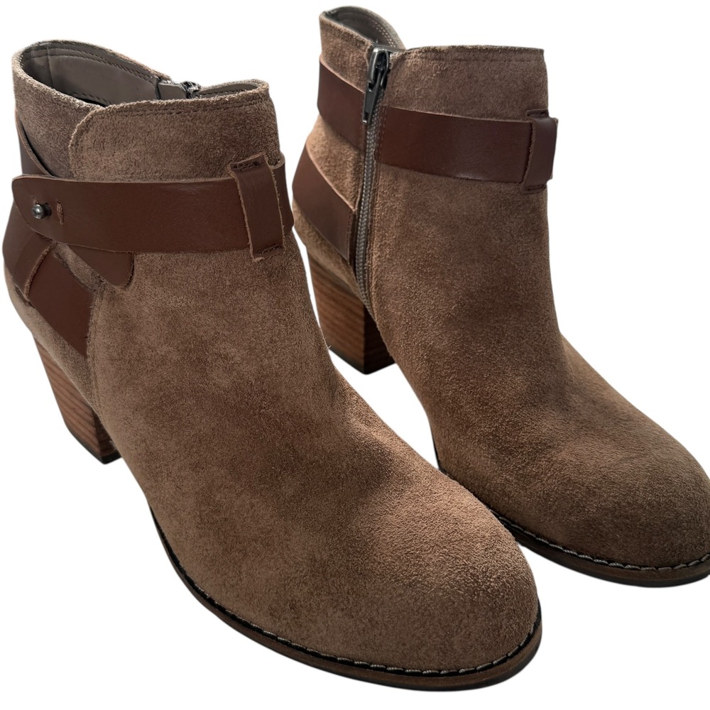DV Dolce Vita Brown Suede‎ Zip Buckle Ankle Fashion Boots Bootie Size 7.5 M